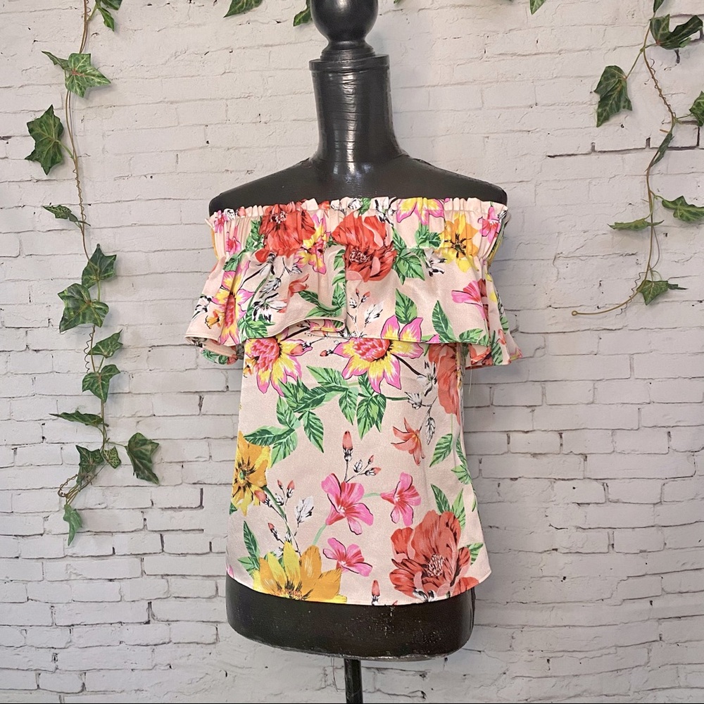 Express off the shoulder floral print top S
